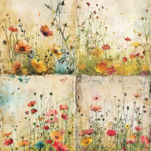 Wild Poppies - 4 Images 1 Sheet |  Pollinators Heavenly Garden |  Paper and Size Options