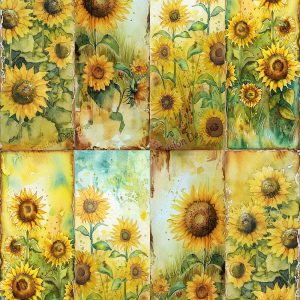 Sunflowers - 8 Images 1 Sheet |  Sunflowers in the Sun |  Paper and Size Options