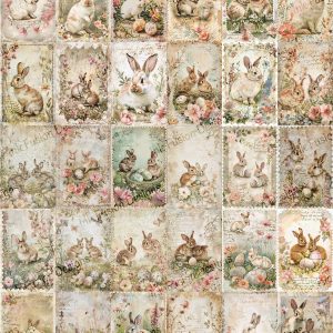 Vintage Bunnies - 30 Images 1 Sheet |  Rustic Rabbit Illustration |  Paper and Size Options