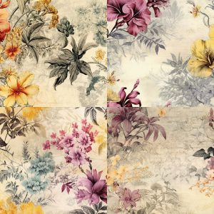 Heritage Garden - 4 Images 1 Sheet |  Vintage-Styled Florals |  Paper and Size Options