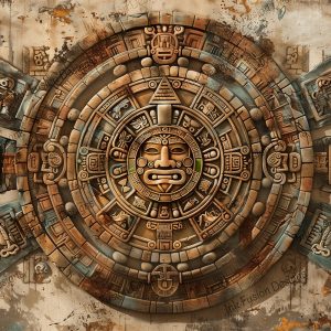 Aztec Sun Stone |  Ancient Stone Sun God Calendar |  Paper and Size Options