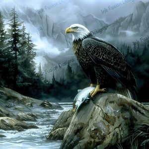 Kamamul on the River's Edge |  Bald Eagle Pacific North West |  Paper and Size Options