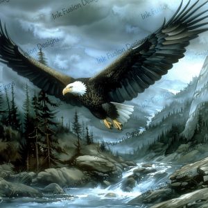 Majestic Eagle in Flight |  Eagle Mountain Stream |  Paper and Size Options