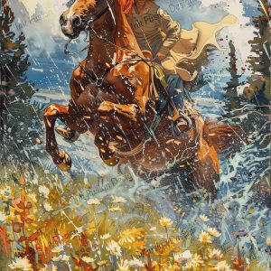 Mason and His Horse Splash |  Cowboy Wild Ride |  Paper and Size Options