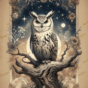 Artemis the Owl |  Celestial Owl Print |  Paper and Size Options
