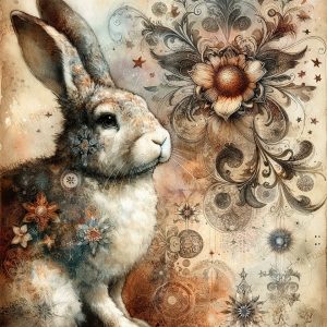 Lucy in the Sky |  Celestial Anthropomorphic Rabbit |  Paper and Size Options