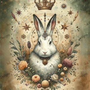 Crown the Forest King |  Bunny Rabbit with Gold Crown |  Paper and Size Options