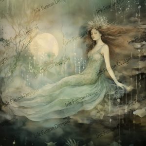 Sirena the Mermaid |  Mermaid in the Moonlight |  Paper and Size Options