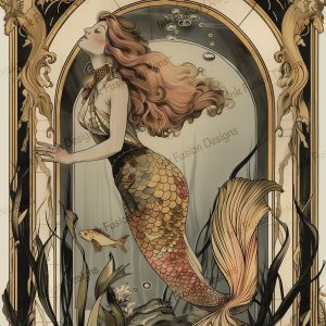 Marina the Mermaid |  Lovely Red-Haired Mermaid |  Paper and Size Options