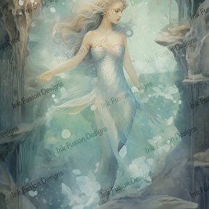 Theria's Ocean Grace |  Tranquil Mermaid Nymph |  Paper and Size Options