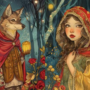 Red Riding Hood & the Wolf |  2 Images on 1 Paper - Enchanted Forest Meeting |  Paper and Size Options