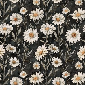 Twilight Daisies |  White Daisies on Black Velvet |  Paper and Size Options