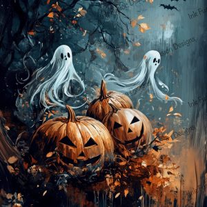 Haunted Harvest Night |  Ghosts in a Pumpkin Patch |  Multiple Paper and Size Options Available
