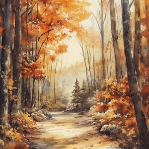 Misty Autumn Woodland |  Enchanting Misty Fall Morning|  Paper and Size Options