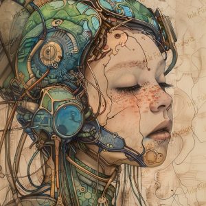 Steampunk Cyborg |  Whimsical Steampunk Muse |  Multiple Paper and Size Options Available