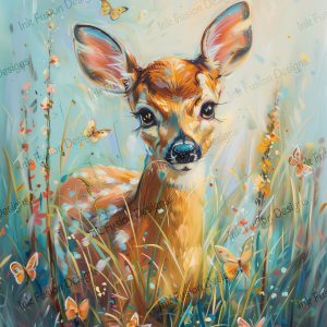 Fawn in the Field |  Gentle baby deer in a field of flowers |  Multiple Paper and Size Options Available