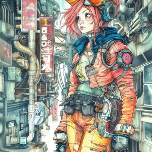 Nova Circuit Cyberpunk Girl |  Cyberpunk Adventurer |  Paper and Size Options