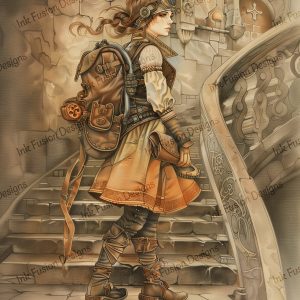 Claire's Steampunk Journey |  Victorian Steampunk Explorer |  Multiple Paper and Size Options Available