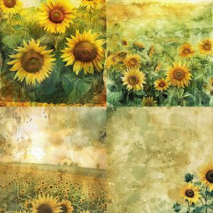 Sunflowers - 4 Images 1 Sheet |  Dreamy Sunflower Field |  Paper and Size Options