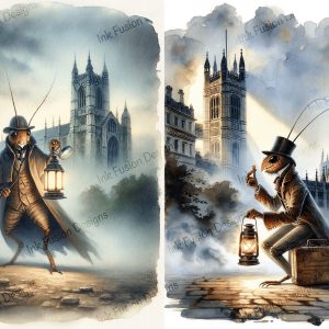 Sherlock Cricket |  Anthropomorphic Cricket Detective in Top Hat |  Paper and Size Options