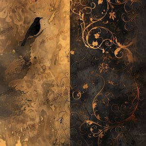 Bronze Crow's Whisper Golden Bronze Bird Print