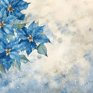 Snow-Kissed Blue Florals |  Blue Poinsettias |  