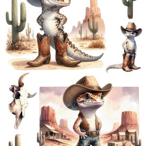Spurs and Scales - 6 Images 1 Sheet |  High Noon at Reptile Ranch |  Paper and Size Options