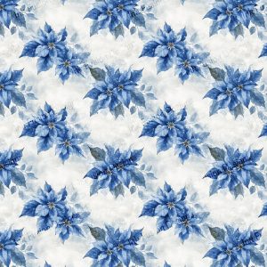 Winter Blue Poinsettias |  Delightful Blue Poinsettia Paper |  Multiple Paper and Size Options Available