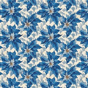 Vintage Frost Bouquet |  Blue Poinsettia Art Paper |  