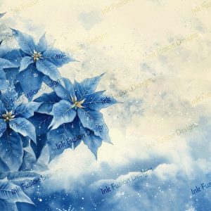 Serene Winter Flowers |  Blue Poinsettia Print |  