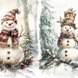 Frosty Smiles 2 Images on 1 Sheet |   Snowmen Print |  