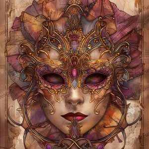 Aurora the Enchanted |  Mystical Mardi Gras Mask Print |  