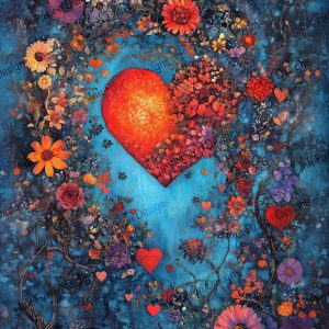 Eternal Blooming Heart |  Celestial print of a heart of wildflowers |  