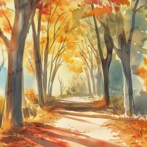 Along the Autumn Path |  Serene Fall Path |  Paper and Size Options