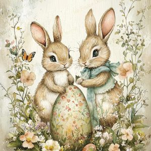 Meadow Bunnies Cottagecore Bunny Illustration