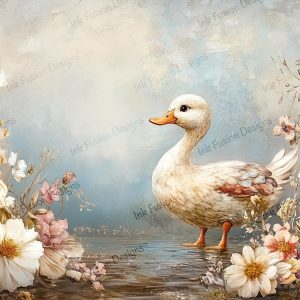 Ivory the Pond Duck |  Whimsical duck in pond |  