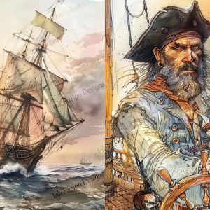 Captain Townsend and The Moselle 2 Images 1 Sheet | Swashbuckling Pirate Print |  Paper and Size Options