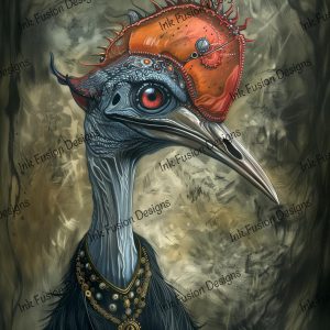Clive the Cassowary|  Stunning  Cyberpunk Cassowary Bird |  