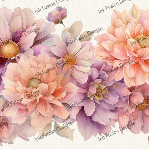 Floral Symphony |   Eye-catching lavender and peach floral decoupage|  