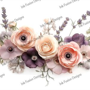 Katara's Bouquet |  Elegant Lavender Blush Floral Print |  