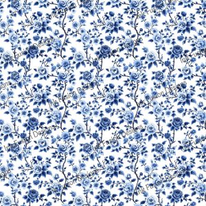 Indigo Rose Symphony |  Rhythmic Pattern of Blue Flowers Decoupage Print |  Multiple Paper and Sizes.