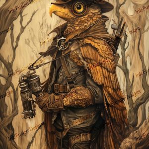 Skyler of Iron Glade |  Whimsical Bird of Prey Art |  