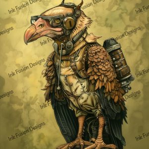 Vinnie the Steampunk Vulture | Decorative Decoupage Art Paper |  
