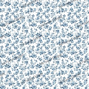 June Bug's Floral Delight |  Blue Floral Chintz Print Decoupage Paper |  Multiple Paper and Sizes