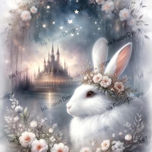 Princess of Starlight Vale |  Fantasy Rabbit with Flower Crown |  