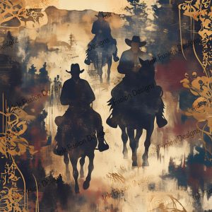 Saddle Dust and Shadows |  Silhouettes of Cowboys on Horseback |  